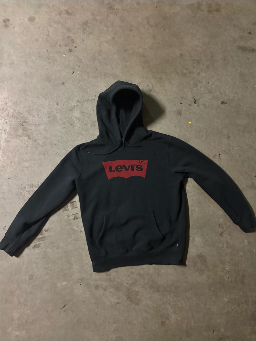 Levi's Men's Black Hoodie with Red Batwing Logo